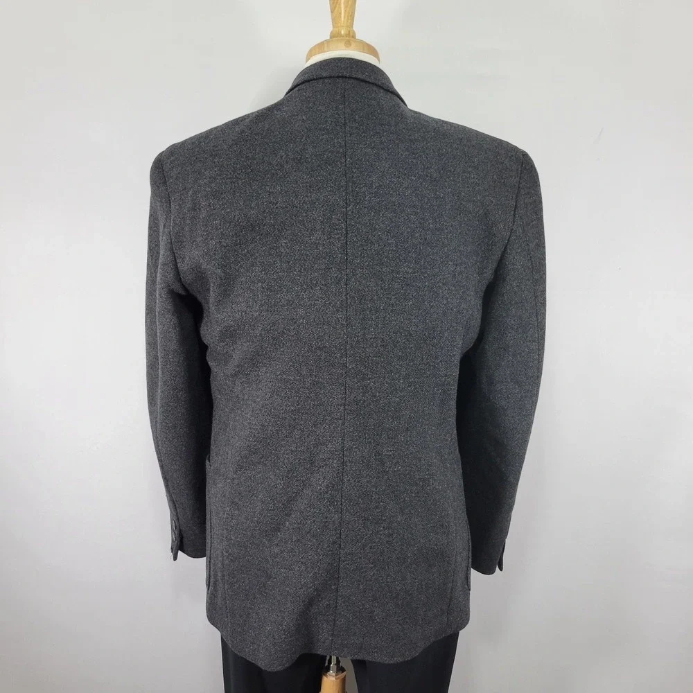 Jones New York Men's Sport‎ Coat Blazer Three Button Gray Flannel Poly Wool 42R